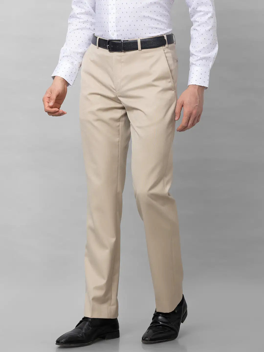 Park Avenue Men Grey Checks Smart Fit Polyester Blend Trousers