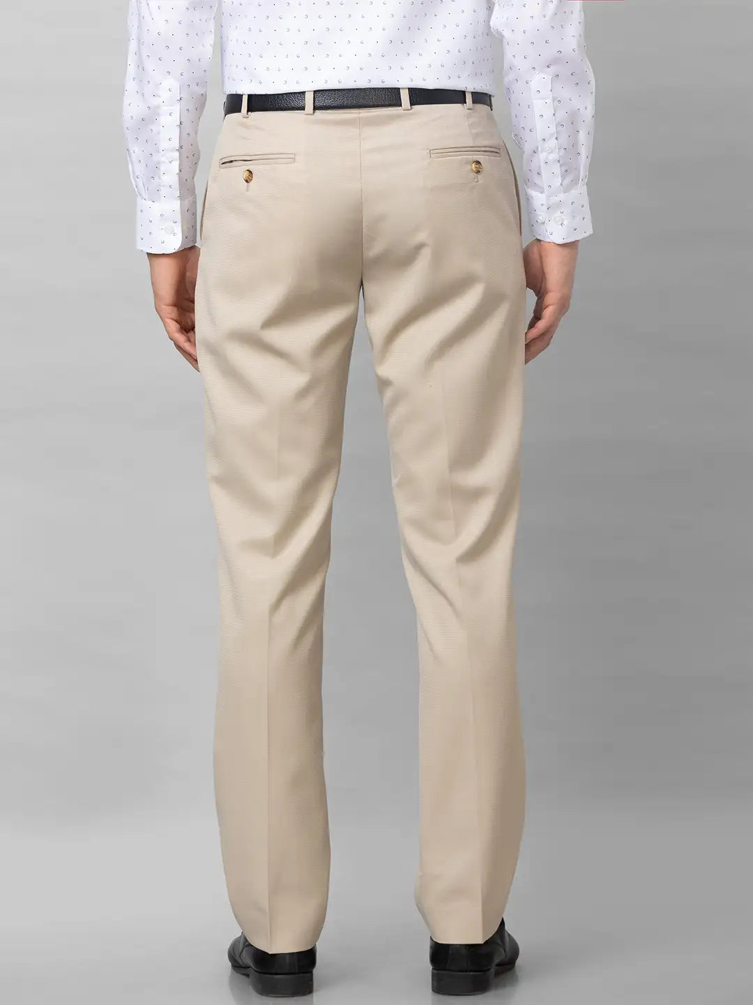 Park Avenue Men Fawn Structure Smart Fit Polyester Blend Trousers MyRaymond