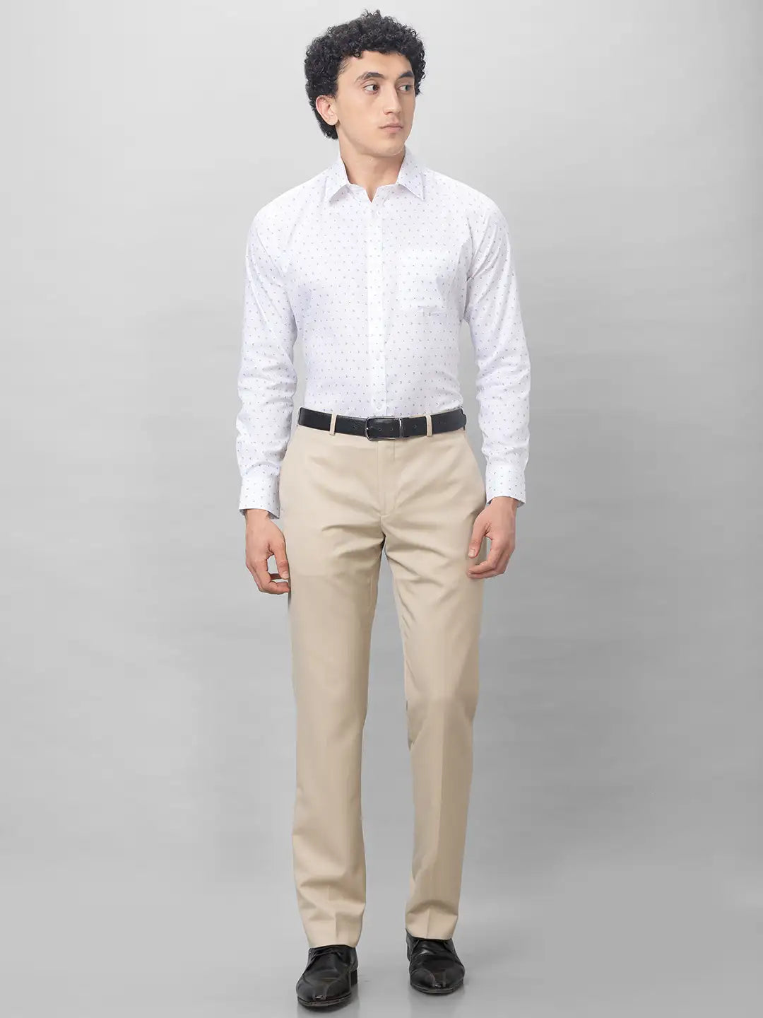 Park Avenue Men Grey Checks Smart Fit Polyester Blend Trousers
