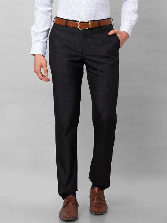 Park Avenue Men Blue Structure Smart Fit Polyester Blend Trousers