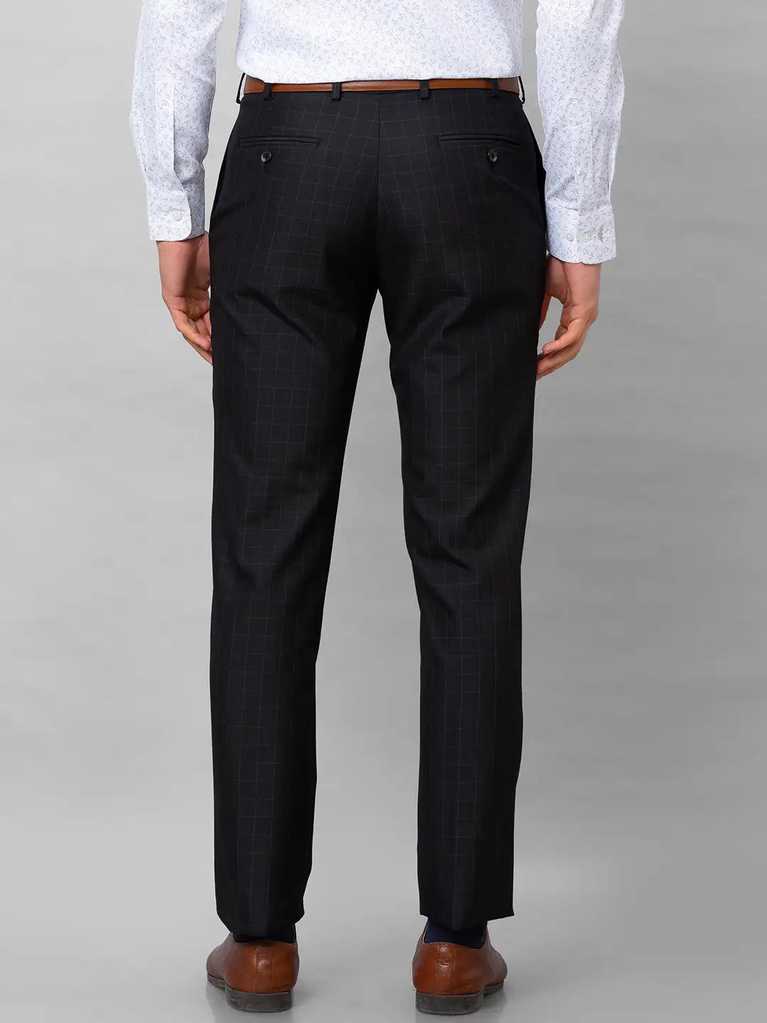 Park Avenue Men Blue Structure Smart Fit Polyester Blend Trousers