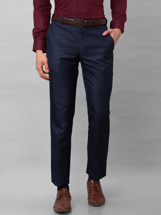 Park Avenue Men Black Structure Smart Fit Polyester Blend Trousers