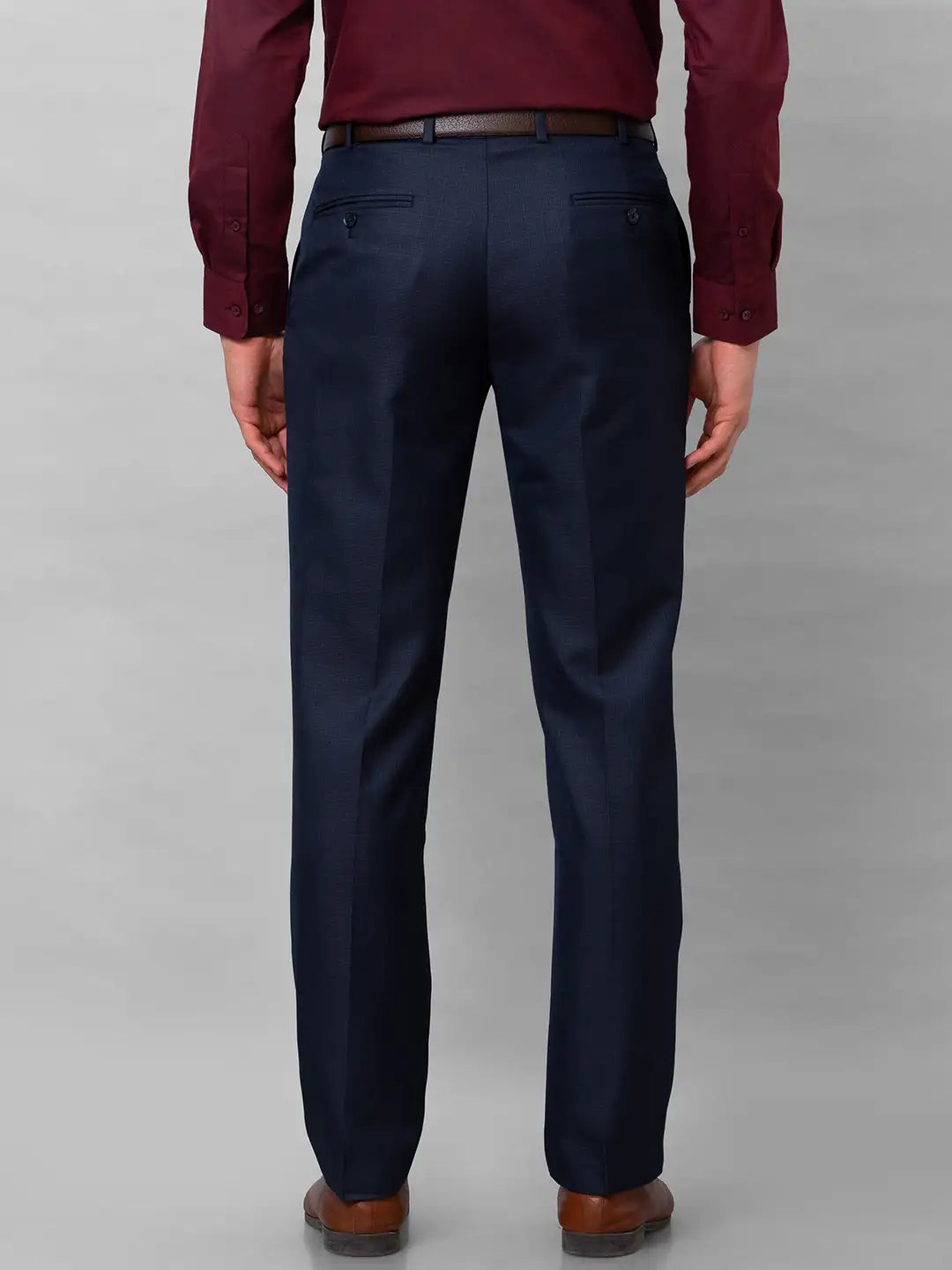 Park Avenue Men Black Structure Smart Fit Polyester Blend Trousers
