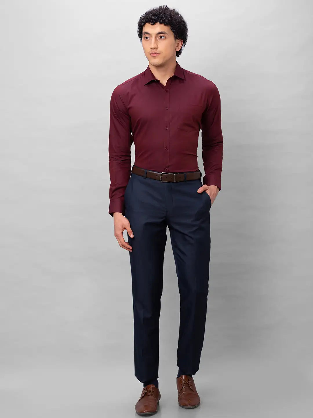 Park Avenue Men Black Structure Smart Fit Polyester Blend Trousers