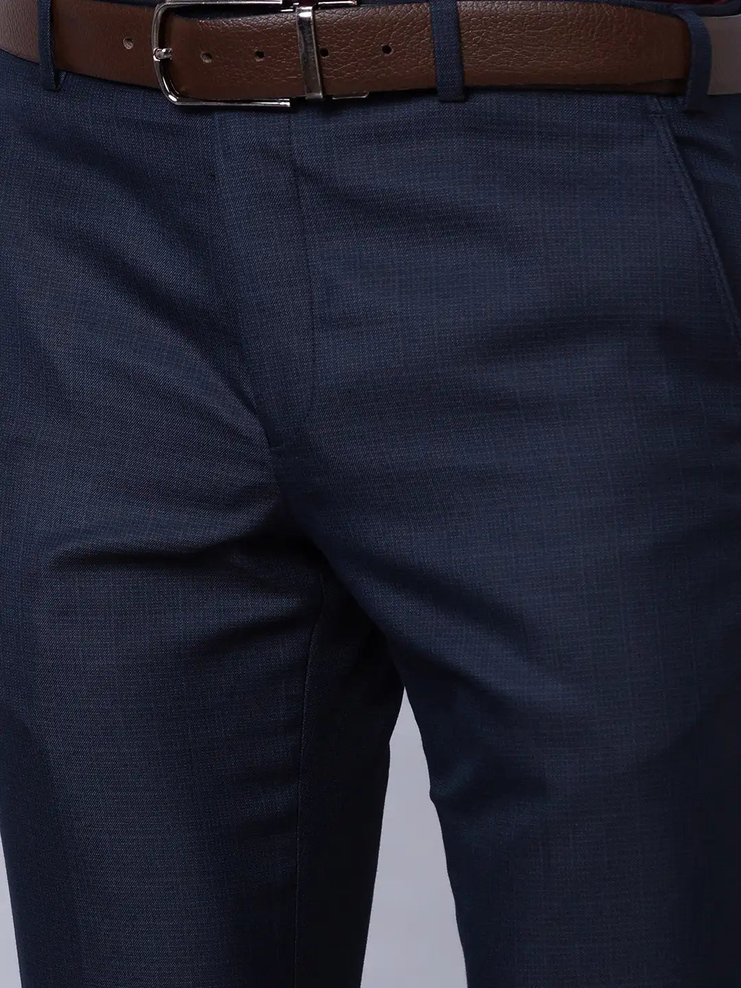Park Avenue Men Black Structure Smart Fit Polyester Blend Trousers