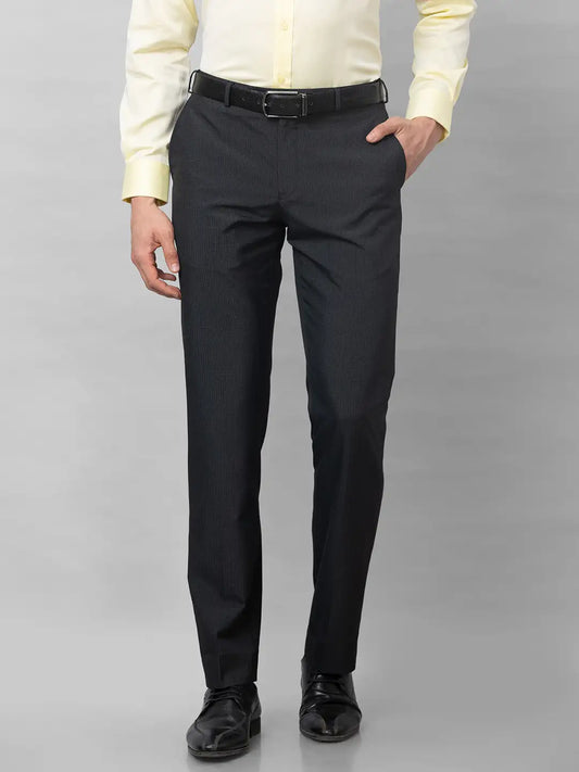 Park Avenue Men Black Checks Smart Fit Polyester Blend Trousers