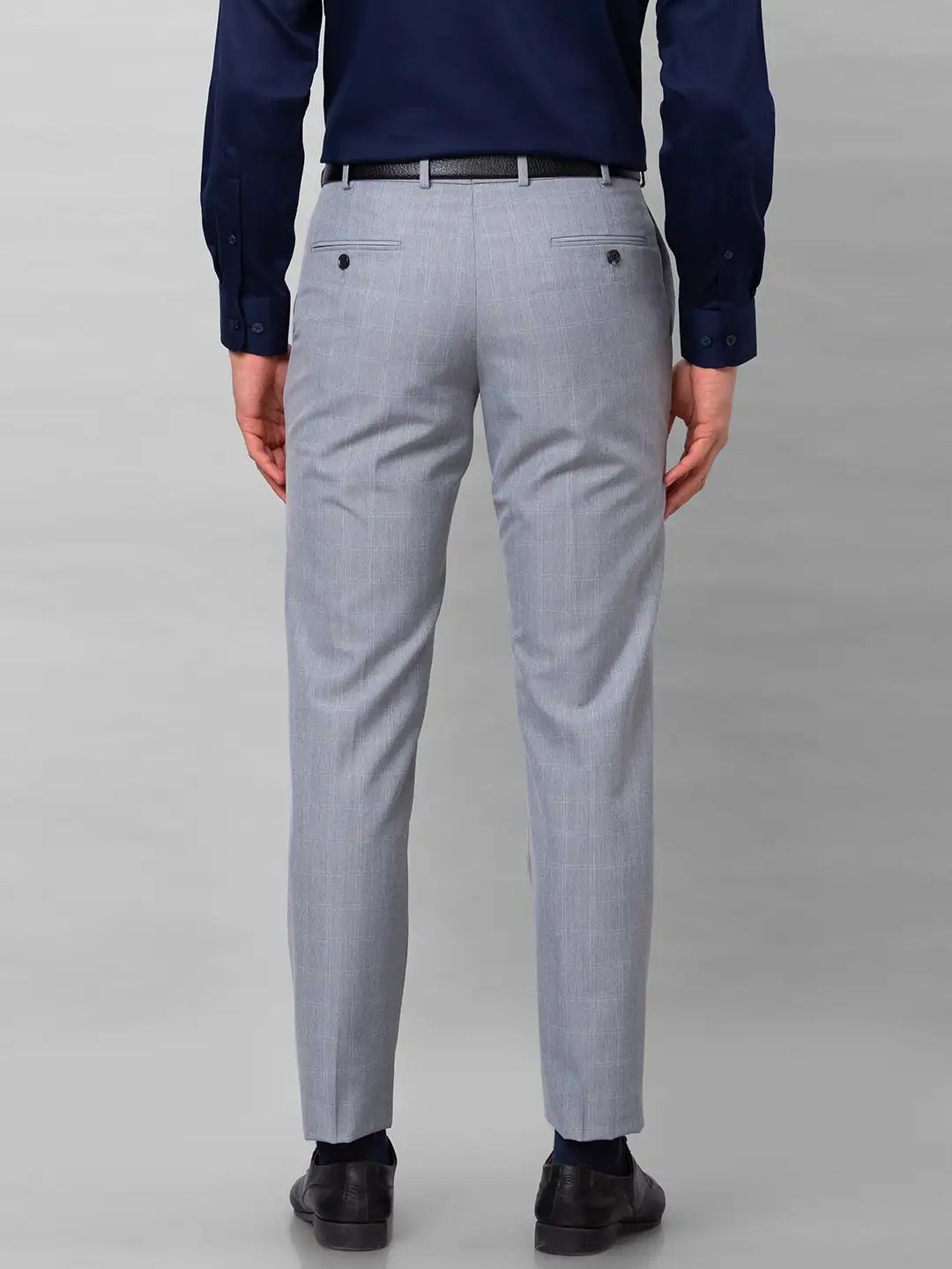 Park Avenue Men Black Checks Smart Fit Polyester Blend Trousers