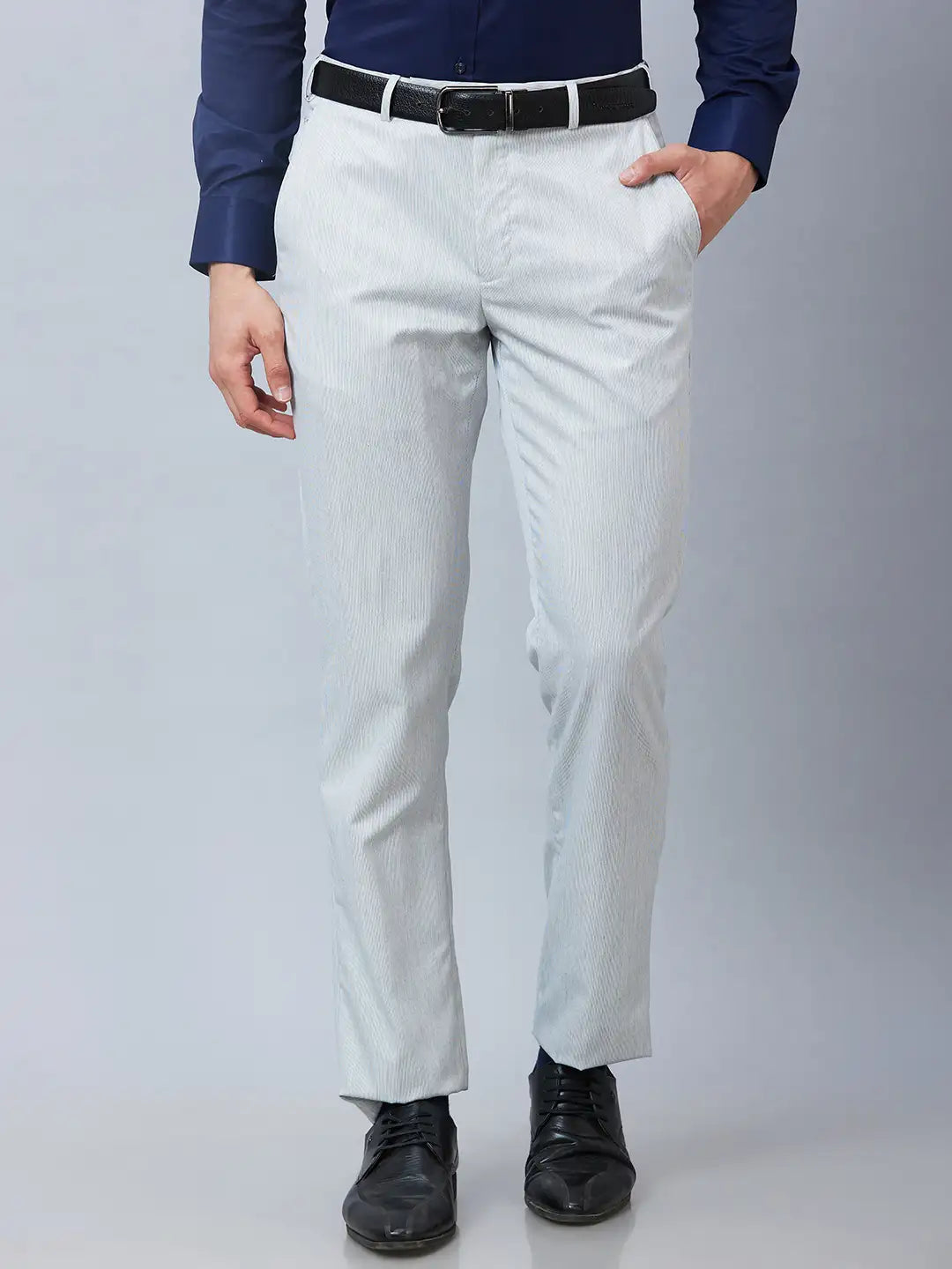 Park Avenue Men Fawn Structure Smart Fit Polyester Blend Trouser