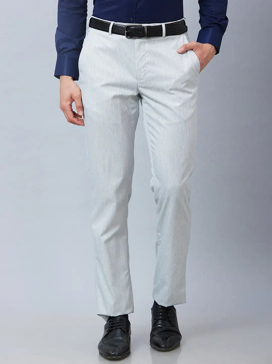 Park Avenue Men Fawn Structure Smart Fit Polyester Blend Trouser