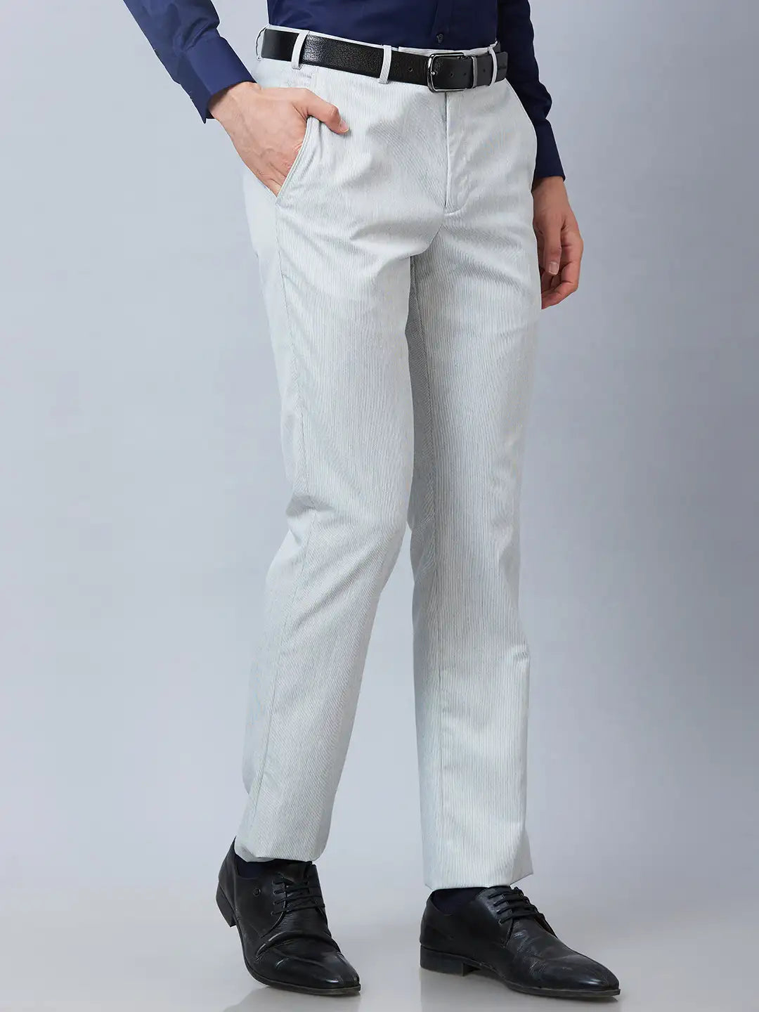 Park Avenue Men Fawn Structure Smart Fit Polyester Blend Trouser