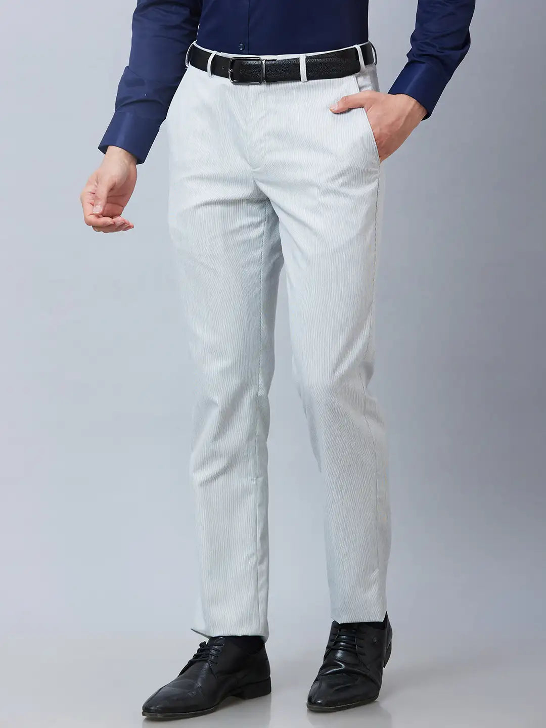 Park Avenue Men Fawn Structure Smart Fit Polyester Blend Trouser