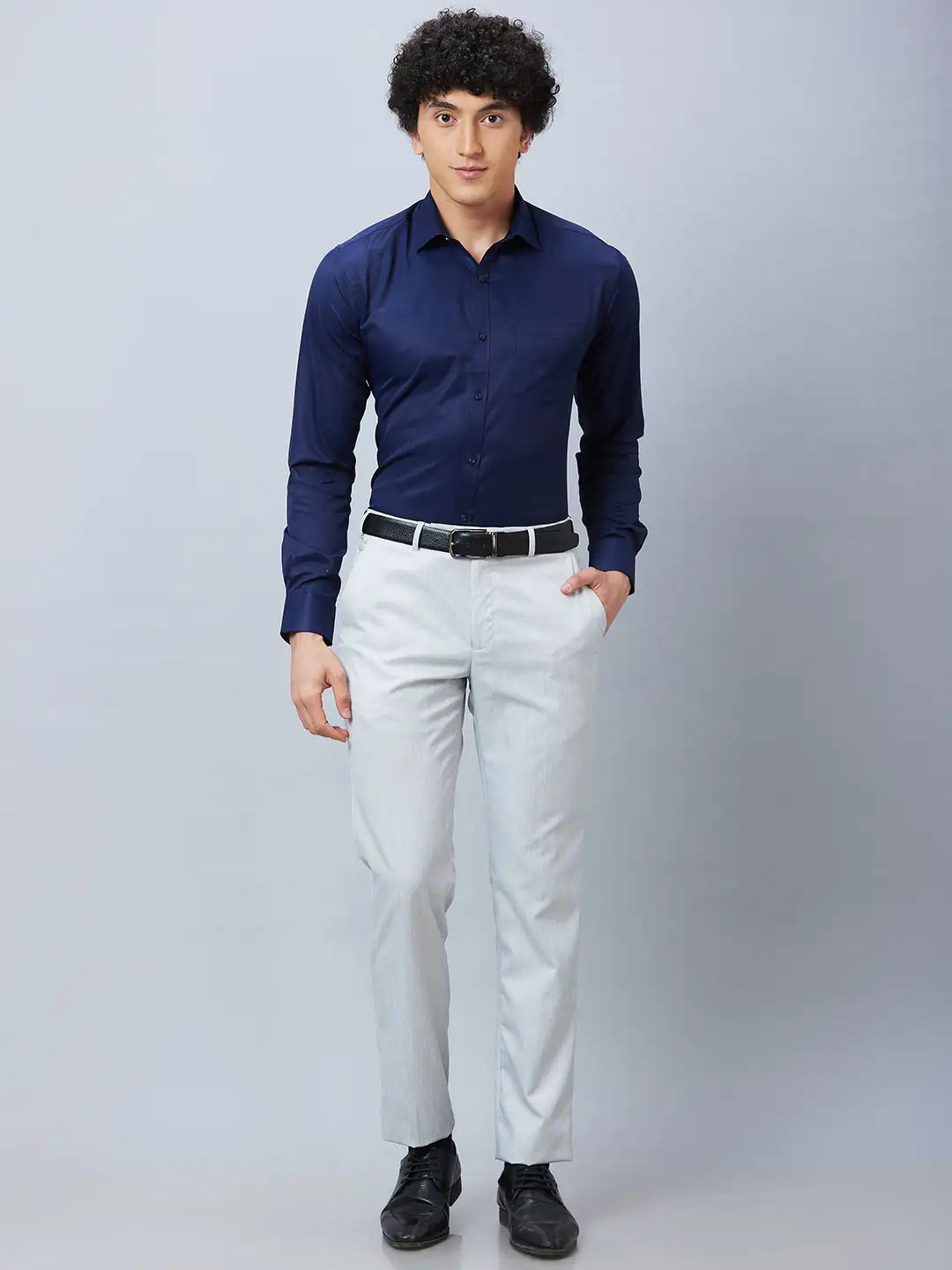 Park Avenue Men Fawn Structure Smart Fit Polyester Blend Trouser