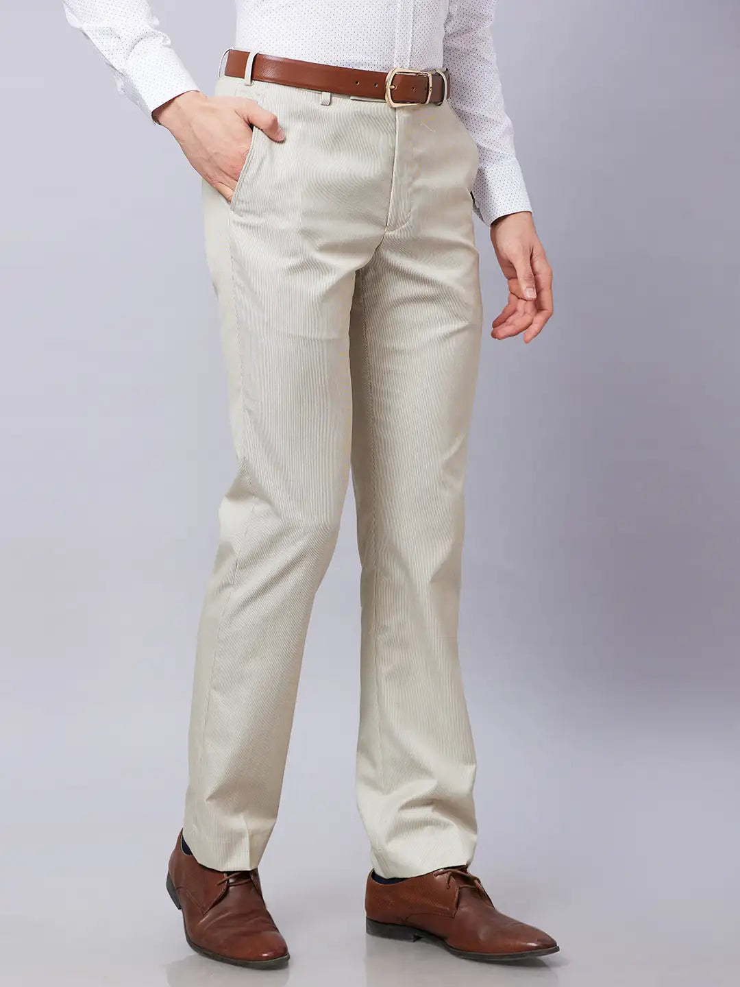 Park Avenue Men Blue Structure Smart Fit Polyester Blend Trousers
