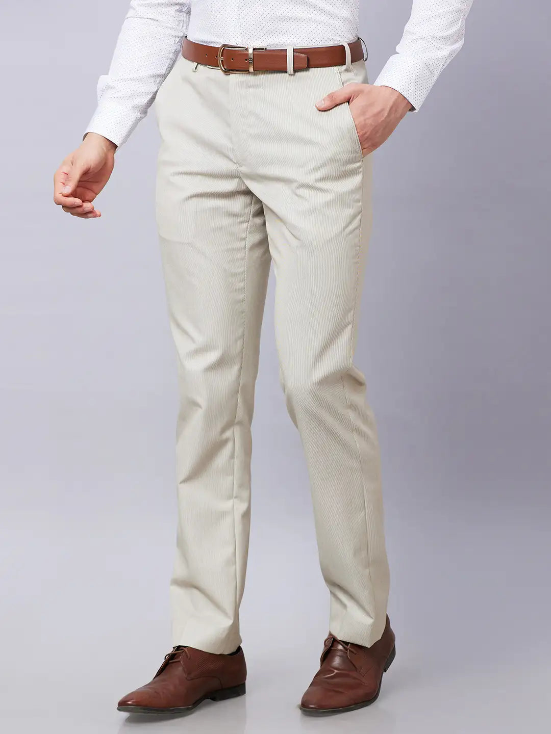 Park Avenue Men Blue Structure Smart Fit Polyester Blend Trousers