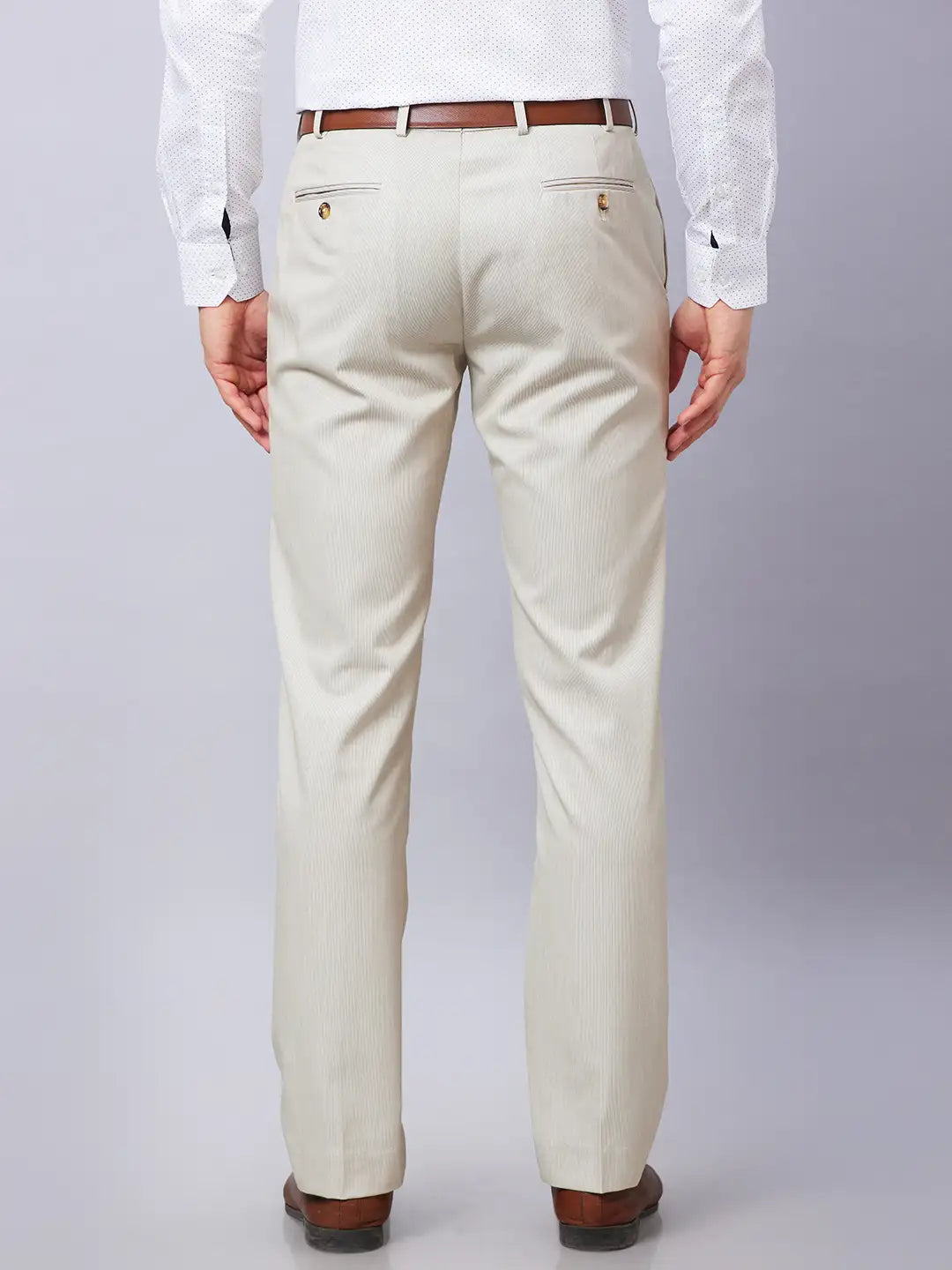 Park Avenue Men Blue Structure Smart Fit Polyester Blend Trousers