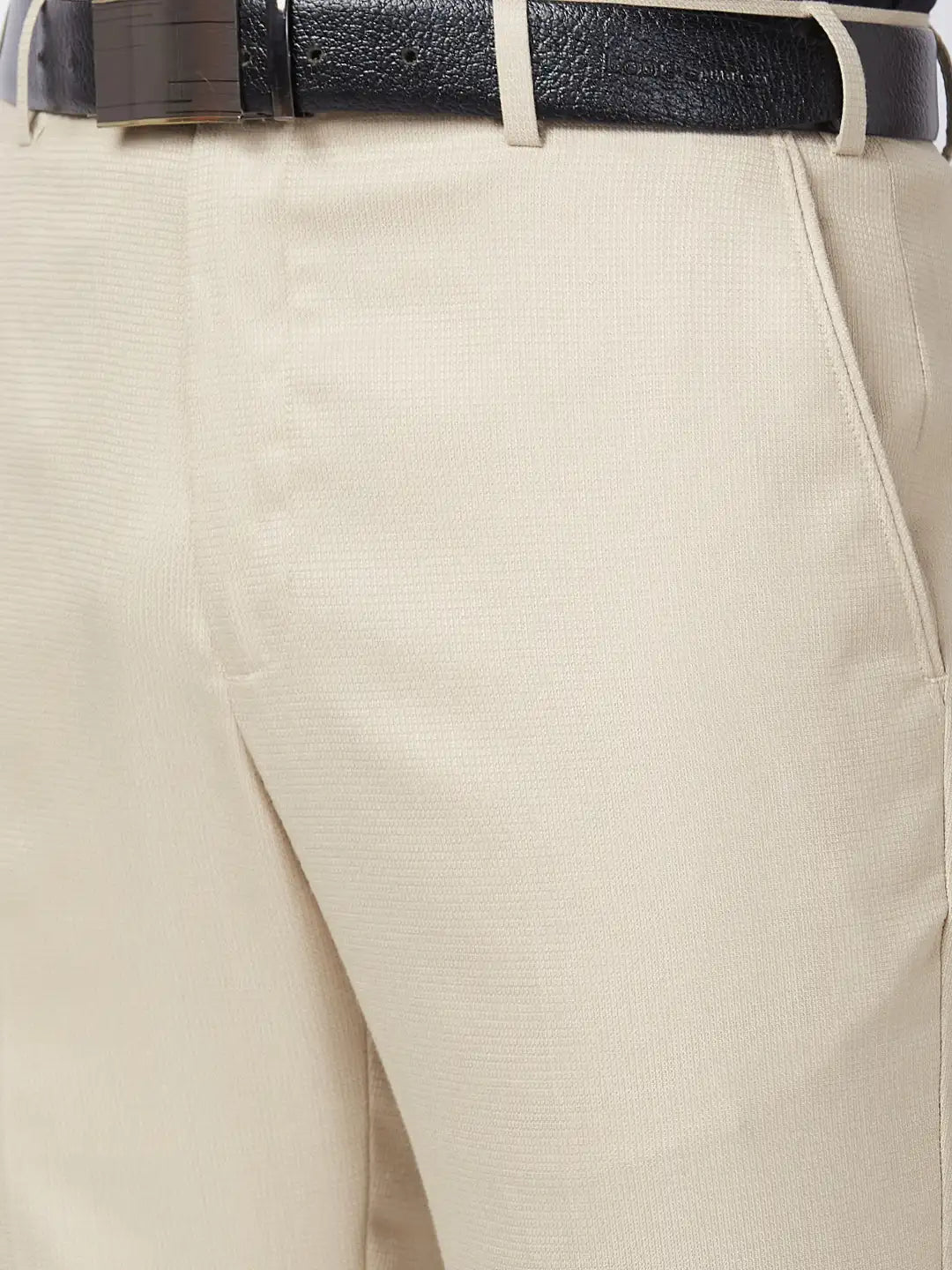 Park Avenue Men Grey Checks Smart Fit Polyester Blend Trouser