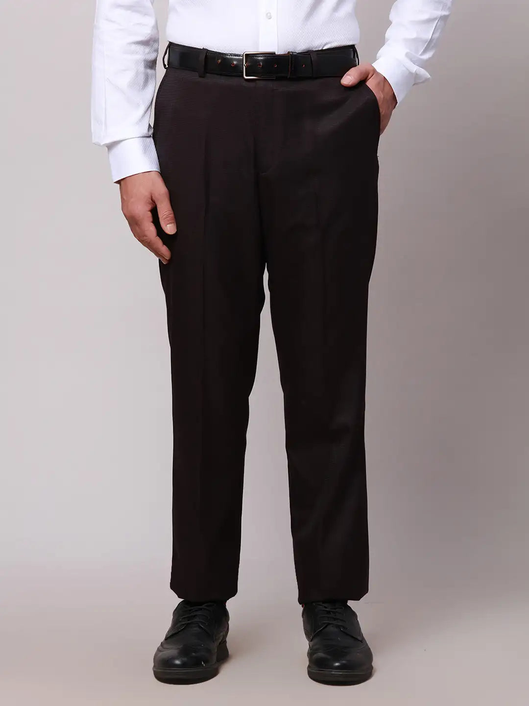 Park Avenue Men Grey Neo Fit Checks Cotton Trousers