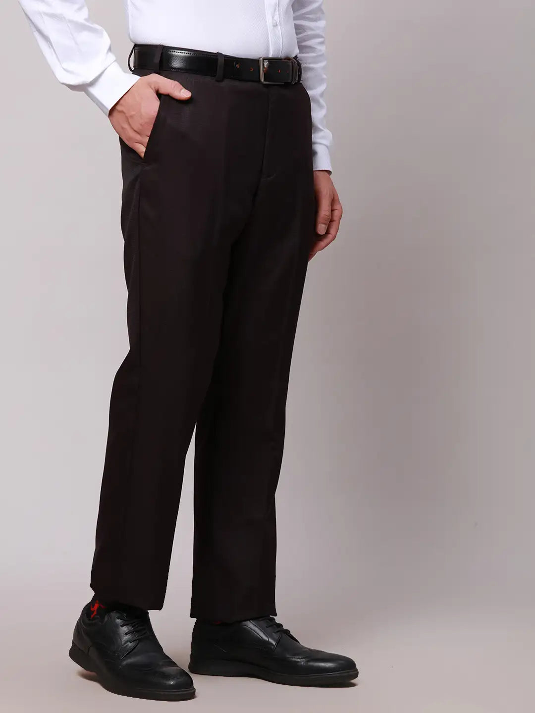 Park Avenue Men Grey Neo Fit Checks Cotton Trousers