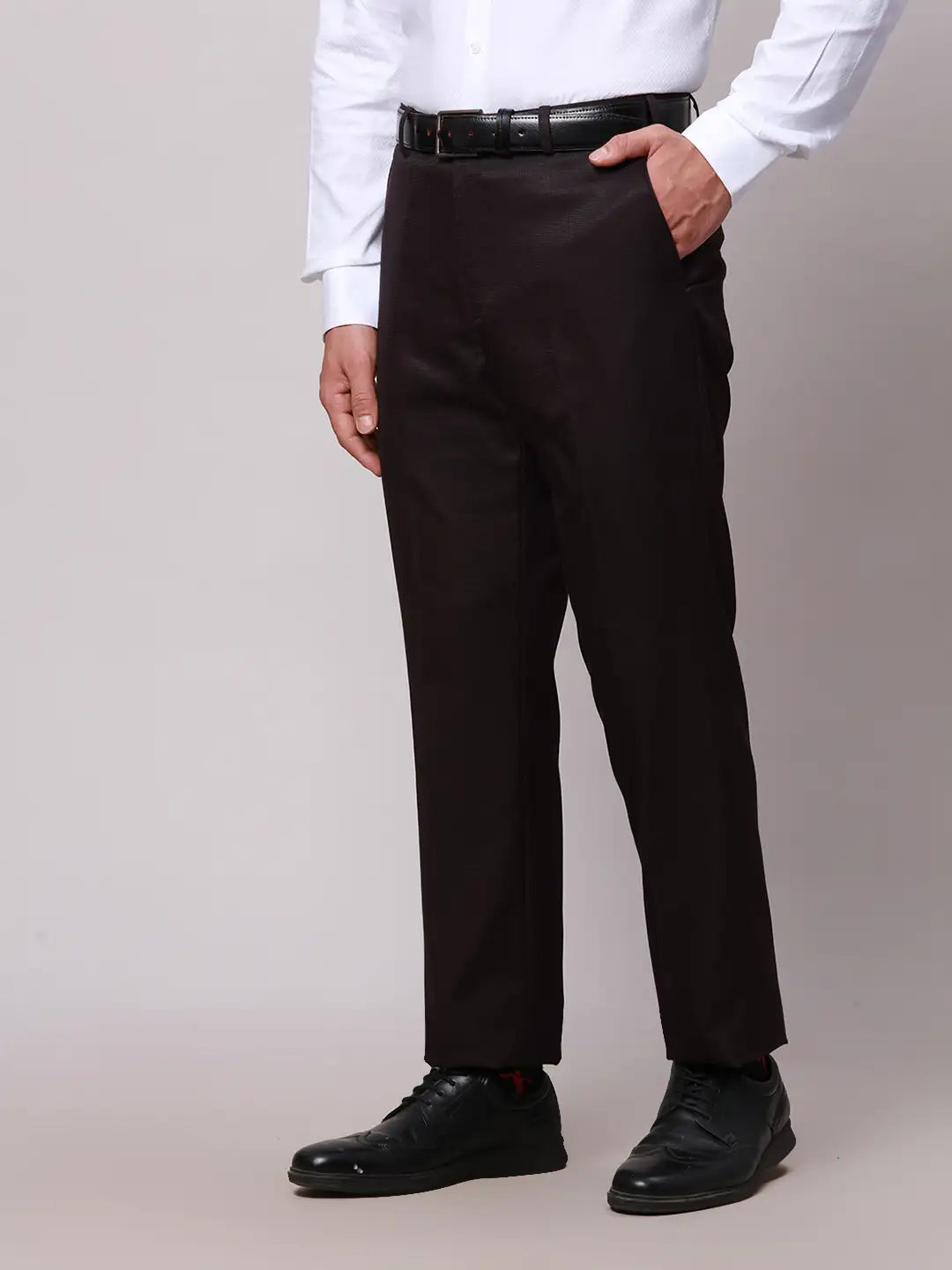 Park Avenue Men Grey Neo Fit Checks Cotton Trousers