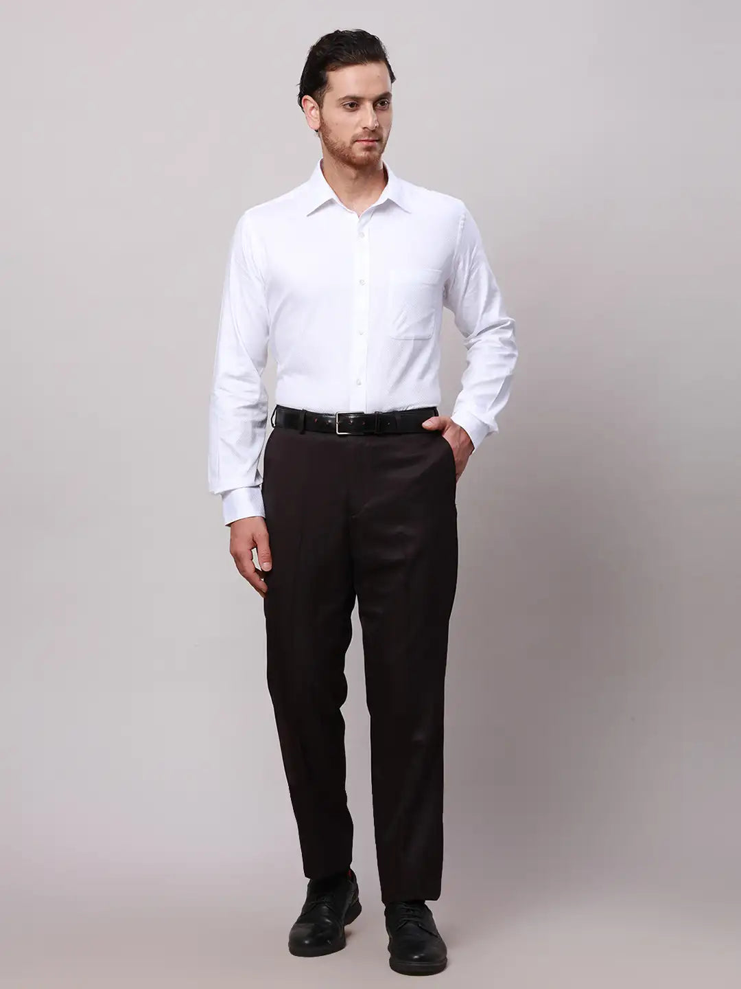 Park Avenue Men Grey Neo Fit Checks Cotton Trousers