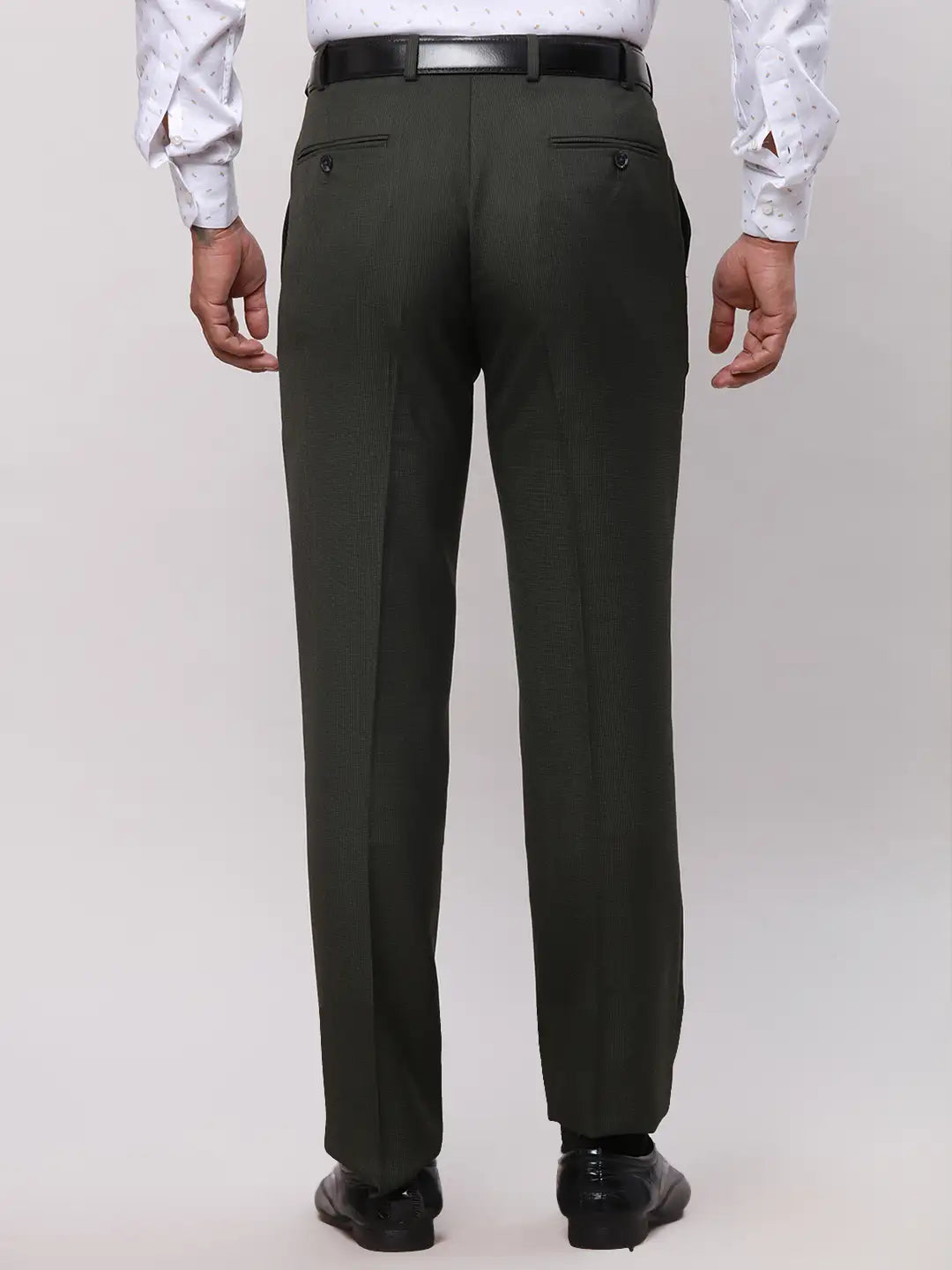 Park Avenue Men Brown Structure Smart Fit Polyester Blend Trousers