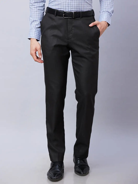 Park Avenue Men Grey Checks Smart Fit Polyester Blend Trousers