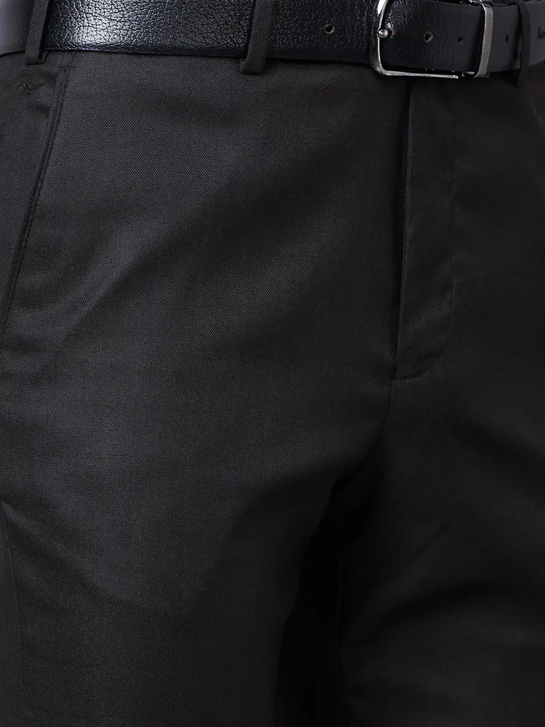 Park Avenue Men Grey Checks Smart Fit Polyester Blend Trousers