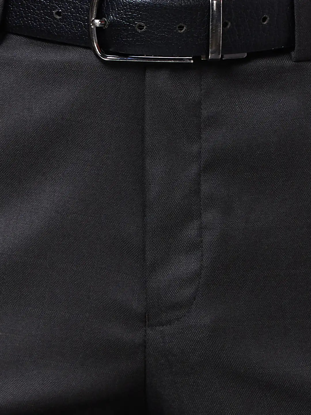 Park Avenue Men Grey Checks Smart Fit Polyester Blend Trousers