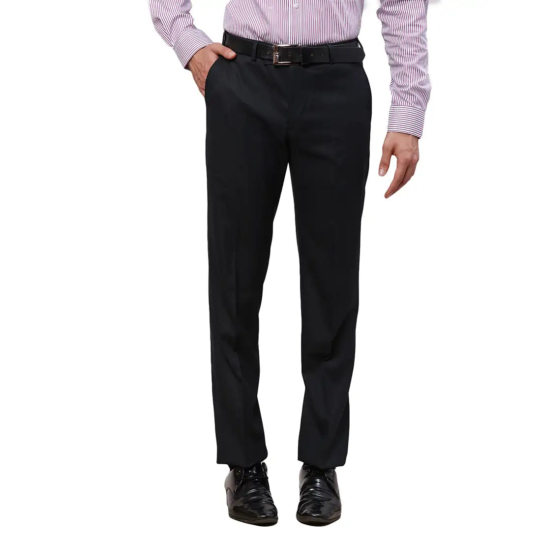 Park Avenue Men Grey Checks Smart Fit Polyester Blend Trouser