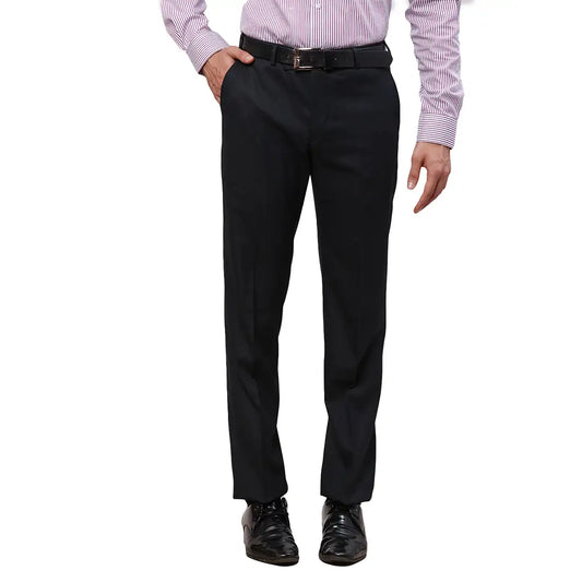 Park Avenue Men Grey Checks Smart Fit Polyester Blend Trouser