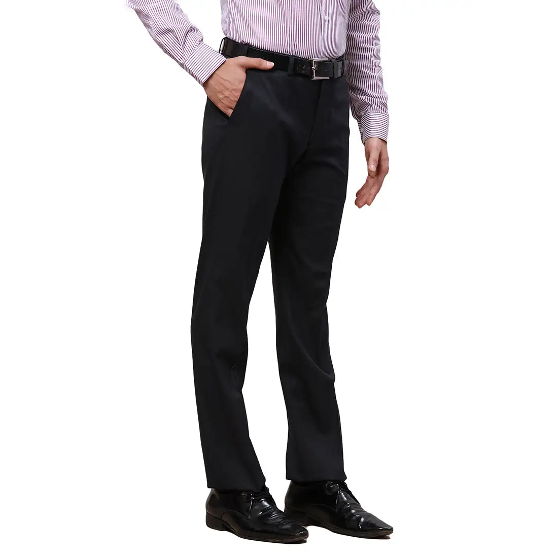 Park Avenue Men Grey Checks Smart Fit Polyester Blend Trouser