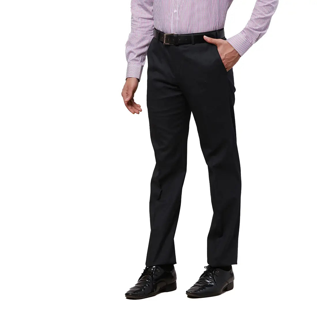 Park Avenue Men Grey Checks Smart Fit Polyester Blend Trouser