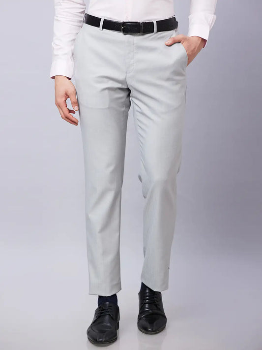Park Avenue Men Green Checks Smart Fit Polyester Blend Trousers