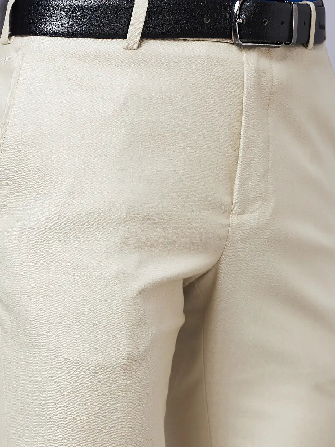 Park Avenue Men Brown Solid Smart Fit Polyester Blend Trousers