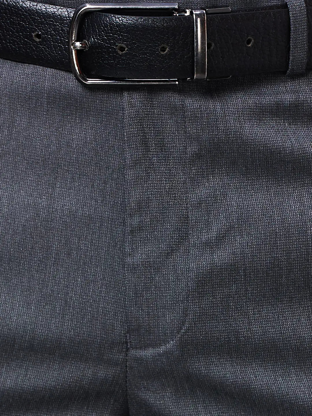 Park Avenue Men Grey Structure Regular Fit Polyester Blend Trouser