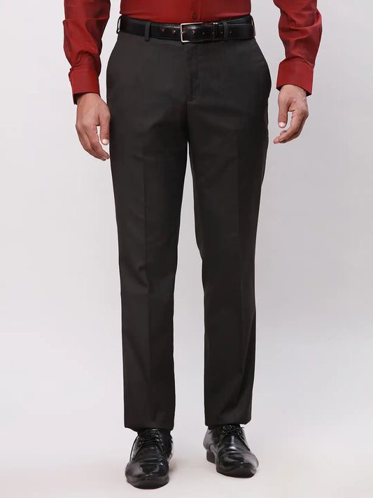 Park Avenue Men Blue Structure Smart Fit Polyester Blend Trousers