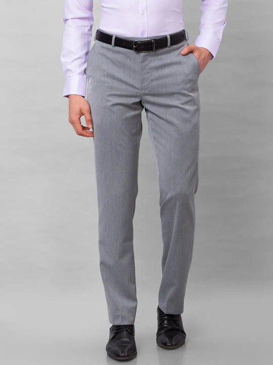 Park Avenue Men Black Structure Smart Fit Polyester Blend Trousers