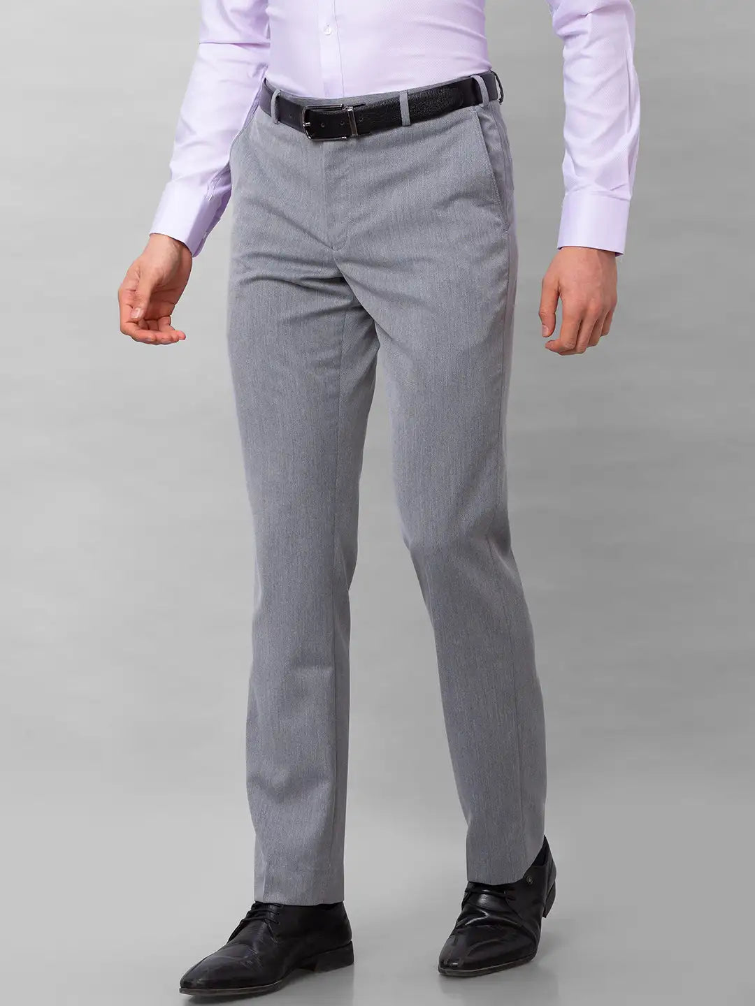 Park Avenue Men Black Structure Smart Fit Polyester Blend Trousers