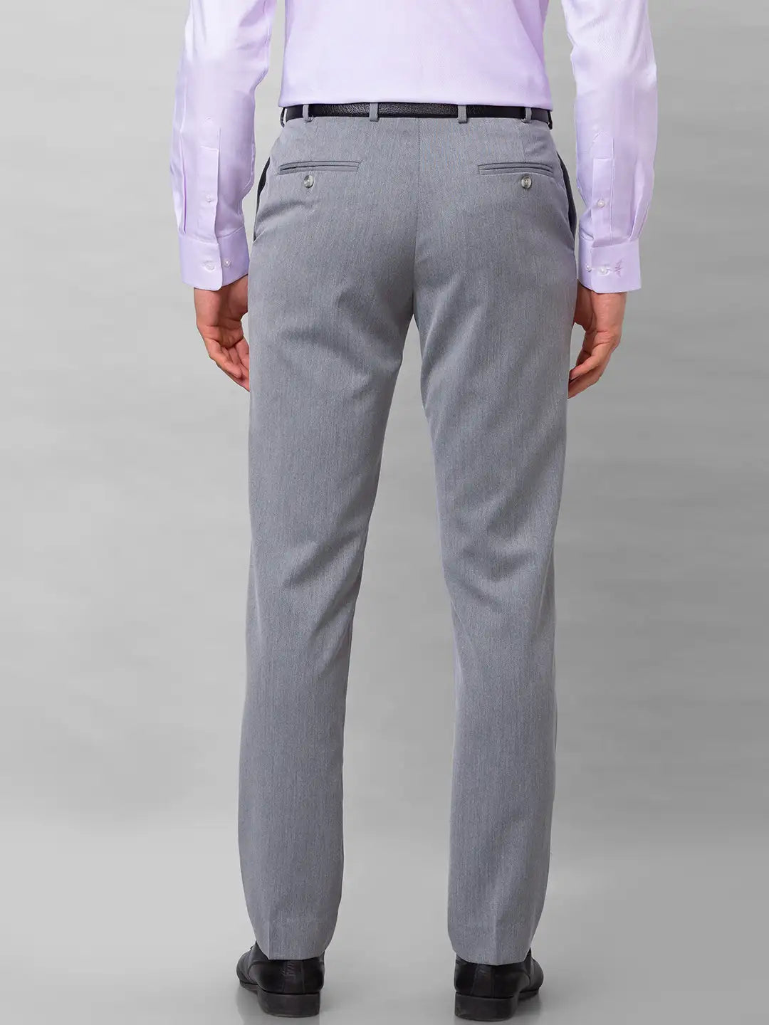 Park Avenue Men Black Structure Smart Fit Polyester Blend Trousers