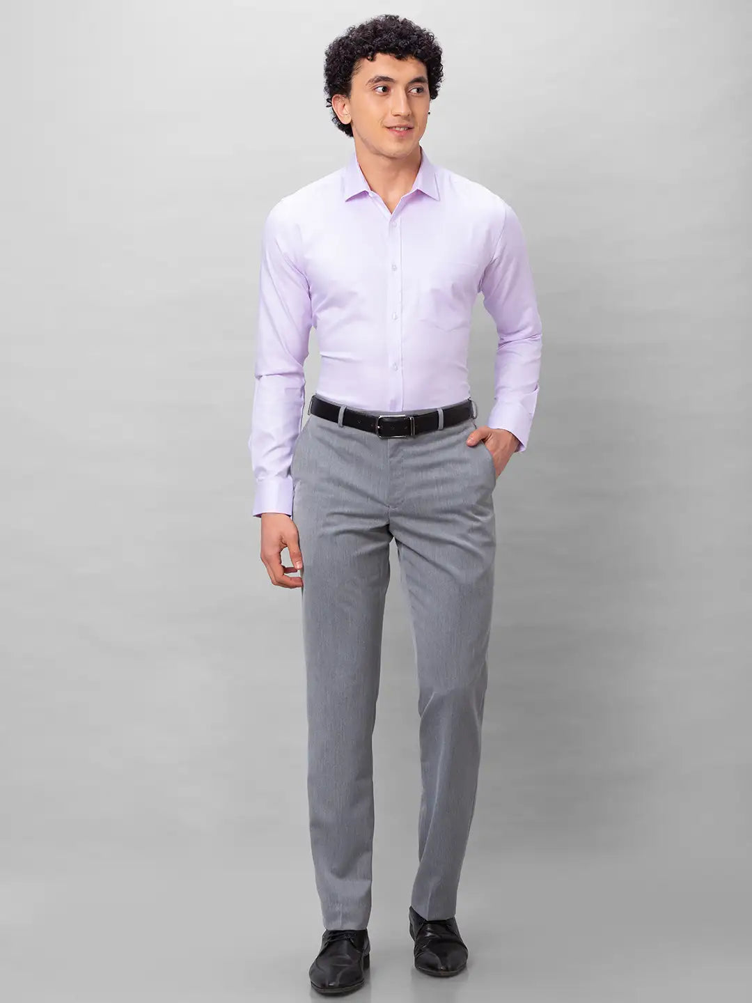 Park Avenue Men Black Structure Smart Fit Polyester Blend Trousers