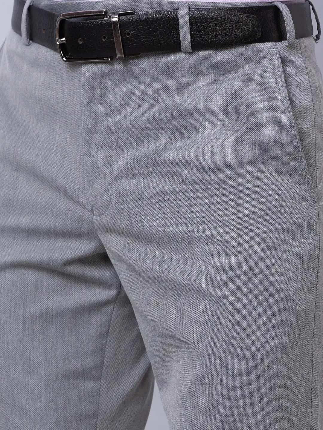 Park Avenue Men Black Structure Smart Fit Polyester Blend Trousers