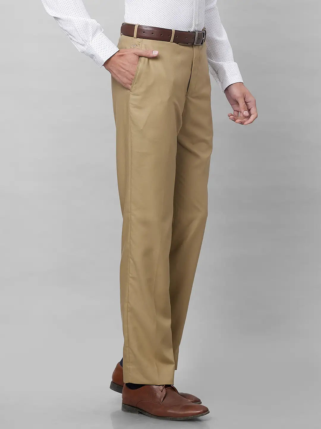 Park Avenue Men Blue Structure Smart Fit Polyester Blend Trousers