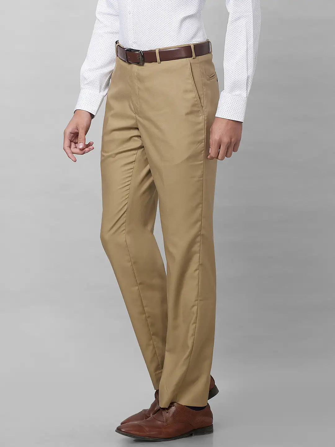 Park Avenue Men Blue Structure Smart Fit Polyester Blend Trousers