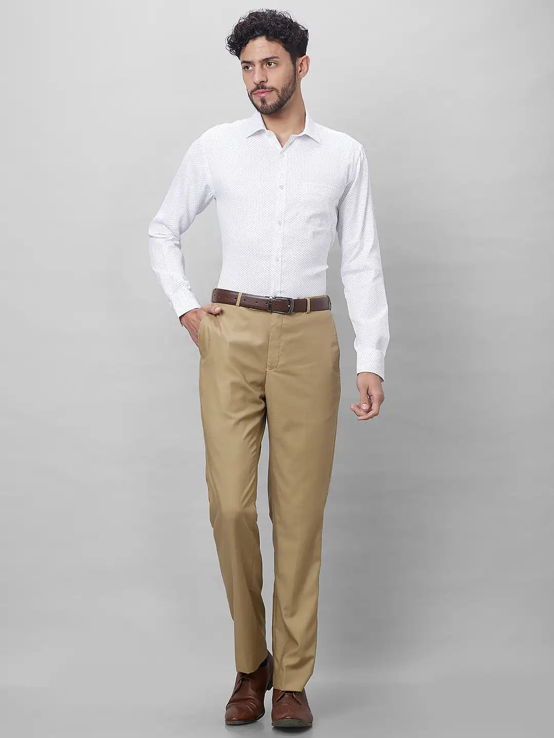 Park Avenue Men Blue Structure Smart Fit Polyester Blend Trousers