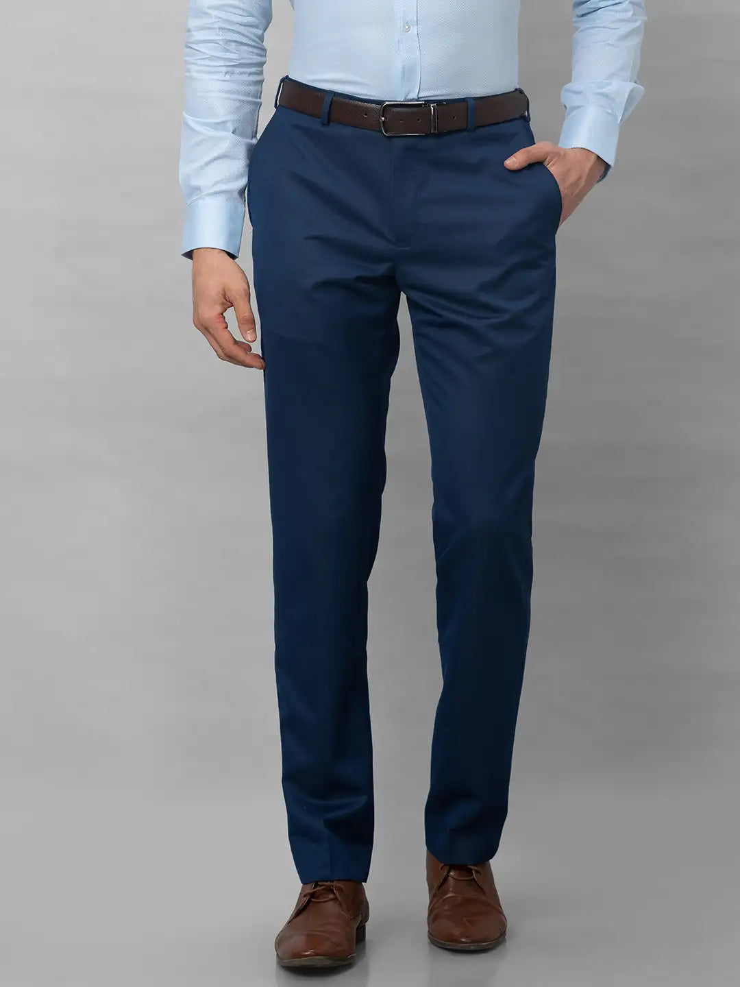 Park Avenue Men Blue Structure Smart Fit Polyester Blend Trousers ...