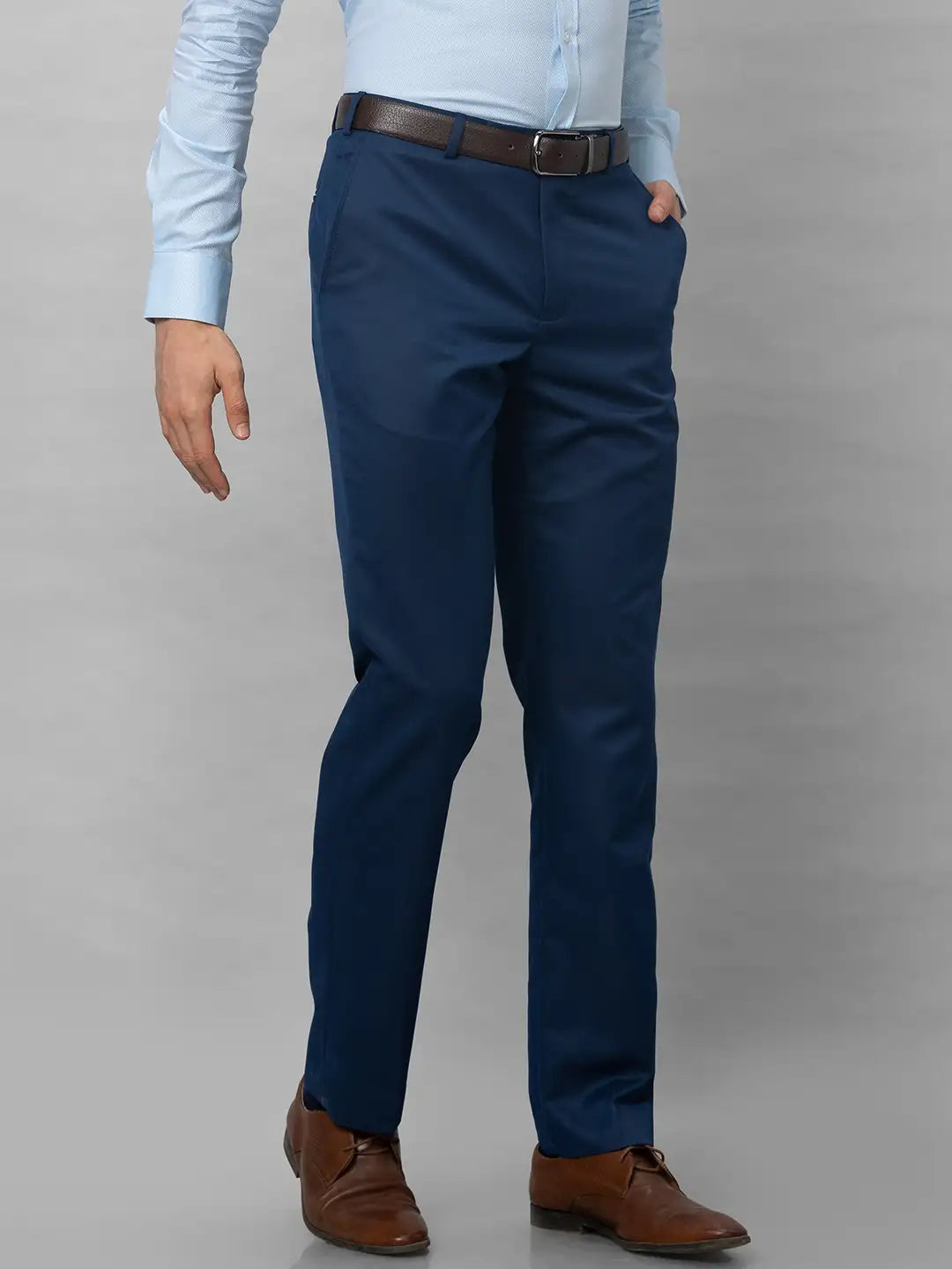 Park Avenue Men Blue Structure Smart Fit Polyester Blend Trousers ...