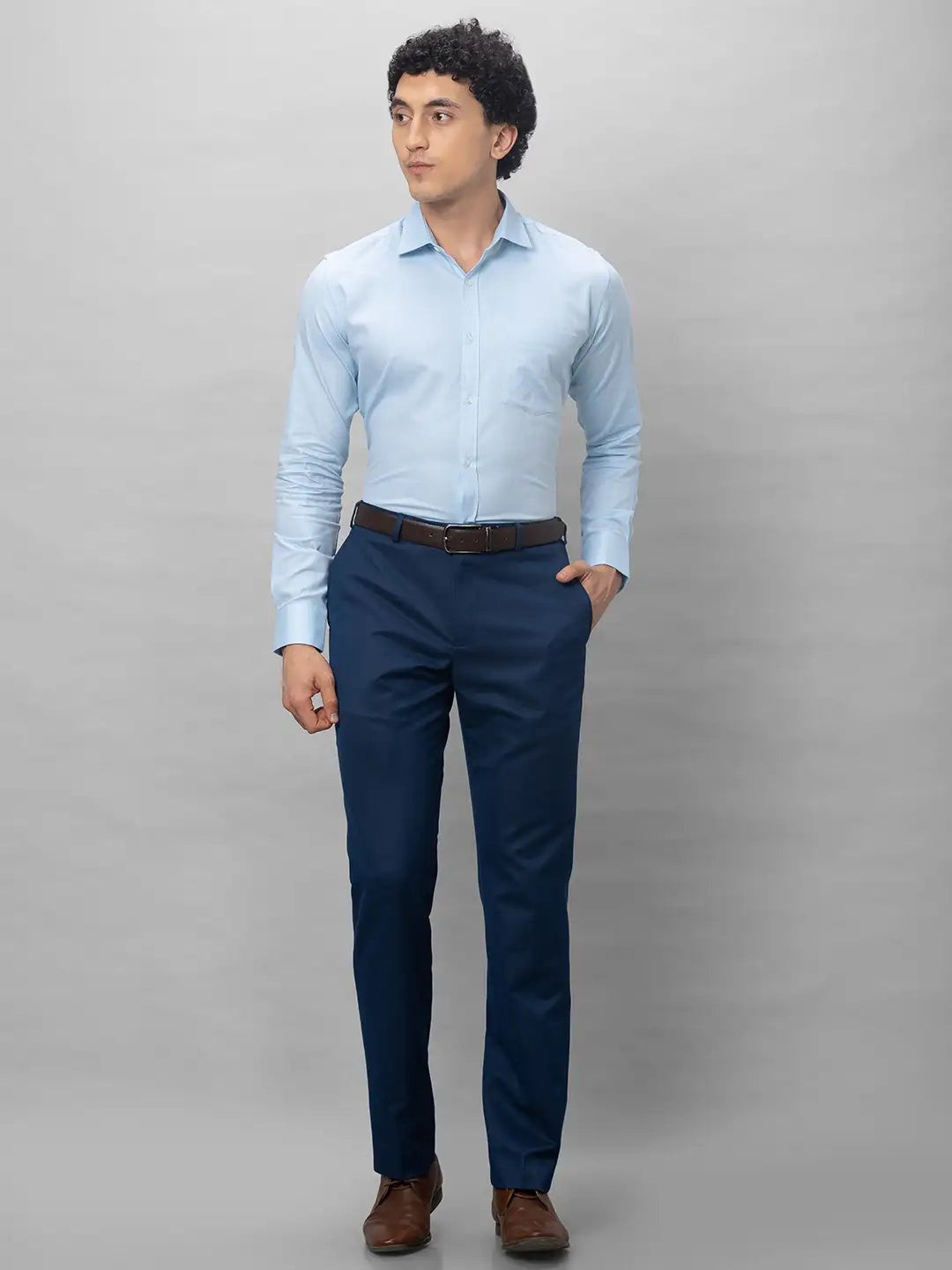 Park Avenue Men Blue Structure Smart Fit Polyester Blend Trousers ...