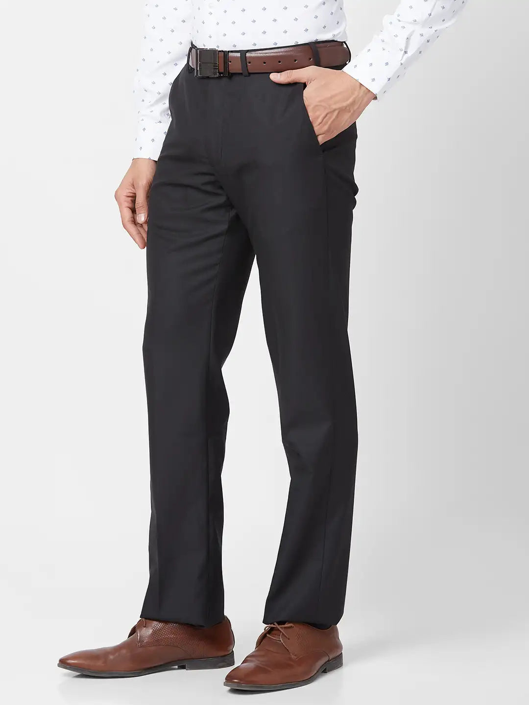 Park Avenue Men Blue Structure Regular Fit Polyester Blend Trouser