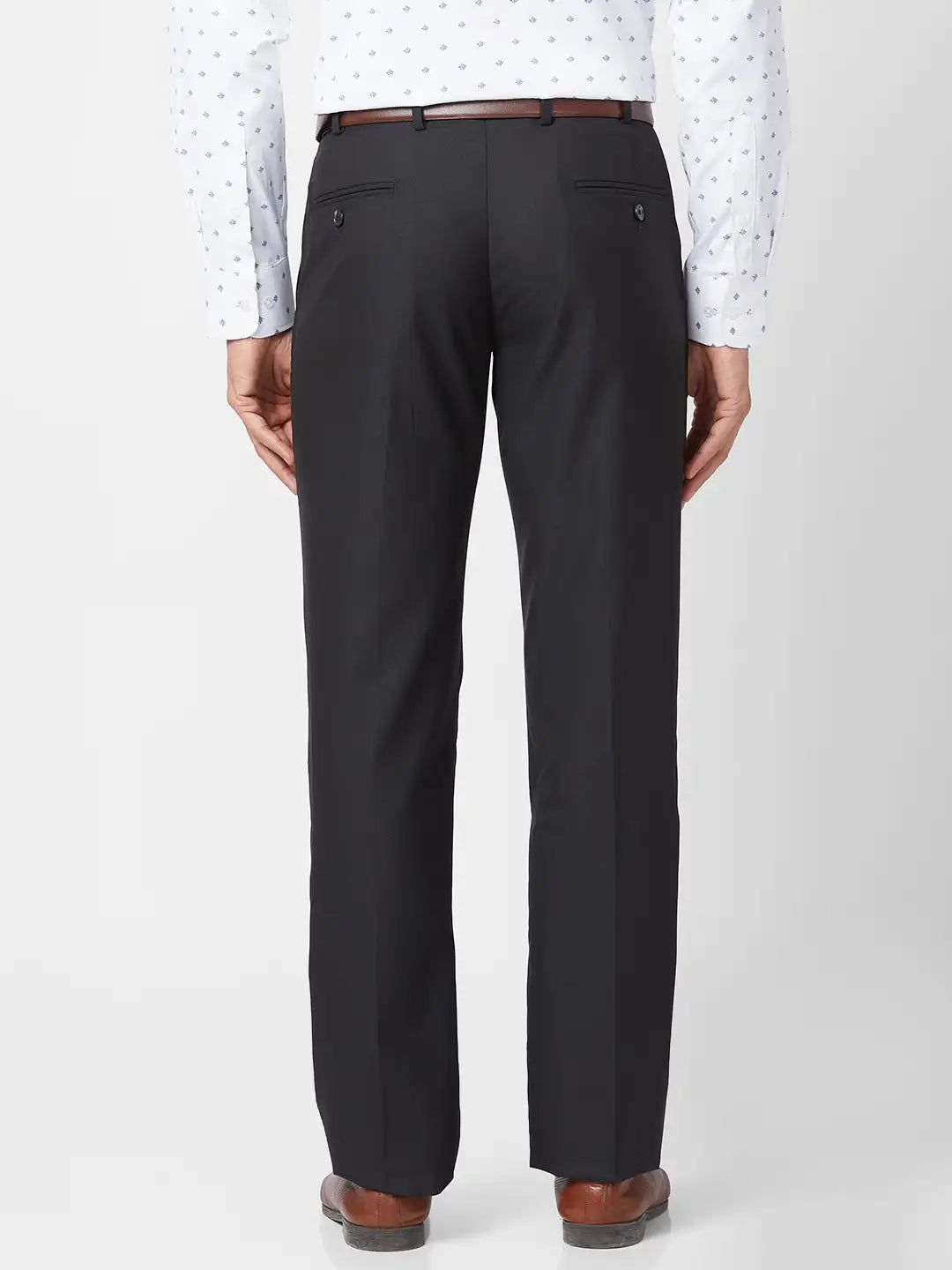 Park Avenue Men Blue Structure Regular Fit Polyester Blend Trouser