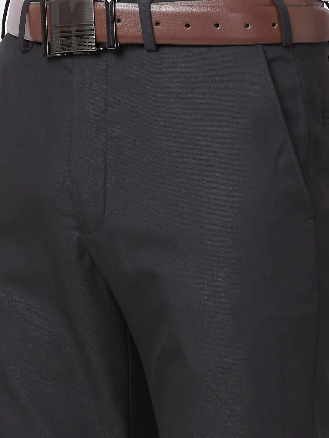 Park Avenue Men Blue Structure Regular Fit Polyester Blend Trouser